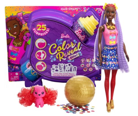 Lalka BARBIE COLOR REVEAL Imprezowe stylizacje Fioletowa MATTEL HBG40