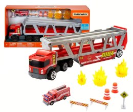 MATCHBOX Transporter Wóz strażacki + 1 samochód strażacki i 8 akcesoriów Zestaw do zabawy MATTEL GWM23