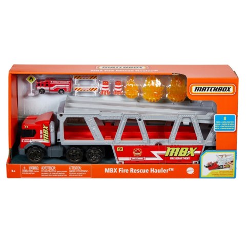 MATCHBOX Transporter Wóz strażacki + 1 samochód strażacki i 8 akcesoriów Zestaw do zabawy MATTEL GWM23 MATCHBOX Transporter Wóz strażacki + 1 samochód strażacki i 8 akcesoriów Zestaw do zabawy MATTEL GWM23
