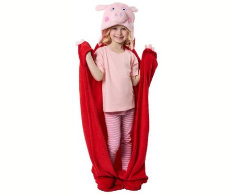 Coral blanket PEPPA PIG 110x140 cm Blanket with hood CARBOTEX PP213037-BLANKET