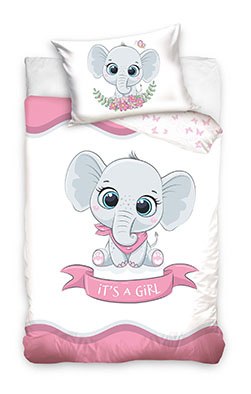 Bed linen kpl. BABY ELEPHANT PINK 100x135 + 40x60 cotton CARBOTEX BABY226006