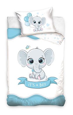 Bed linen kpl. BABY ELEPHANT BLUE 100x135 + 40x60 cotton CARBOTEX BABY226005