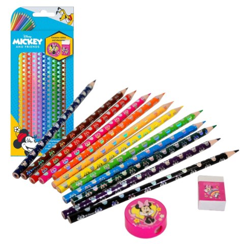 Pencil pencils MINNIE MOUSE 12pcs. Eraser Sharpener KIDS WD21724