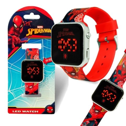 Zegarek cyfrowy LED na rękę SPIDERMAN z kalendarzem dla dzieci KIDS SPD4800