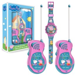 Zestaw Walkie Talkie ŚWINKA PEPPA 80m + Zegarek KIDS PP17047