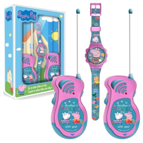 Zestaw Walkie Talkie ŚWINKA PEPPA 80m + Zegarek KIDS PP17047