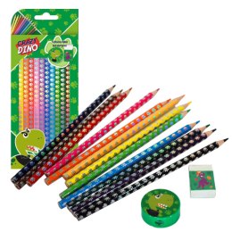 Pencil crayons CRAZY DINO 12pcs. Eraser Sharpener KIDS KL11121