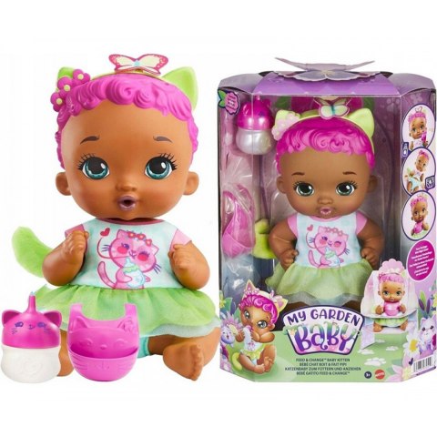 MY GARDEN BABY Lalka KOTEK Karmienie i Przewijanie Różowa MATTEL HHL23