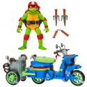 WOJOWNICZE ŻÓŁWIE NINJA Figurka RAPHAEL Pojazd BATTLE CYCLE Motocykl PLAYMATES 83432