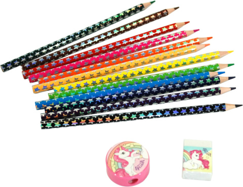 Kredki ołówkowe UNICORN 12szt. Gumka Temperówka KIDS KL11081 Kredki ołówkowe UNICORN 12szt. Gumka Temperówka KIDS KL11081