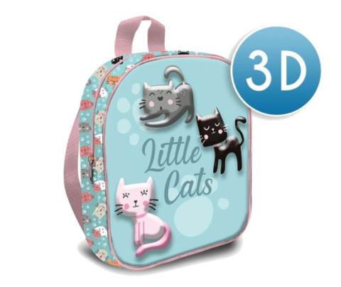 Plecak przedszkolny 3D LITTLE CATS Kotki 30x26x10cm KIDS KL10831