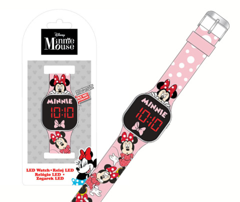 Zegarek cyfrowy LED na rękę MYSZKA MINNIE MOUSE z kalendarzem dla dzieci KIDS MN4369KU