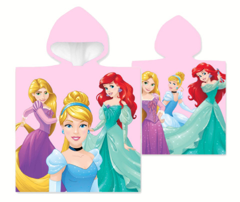 Ponczo Poncho ręcznik KSIĘŻNICZKI DISNEY PRINCESS dla dzieci 55x110 kaptur CARBOTEX DP2295010