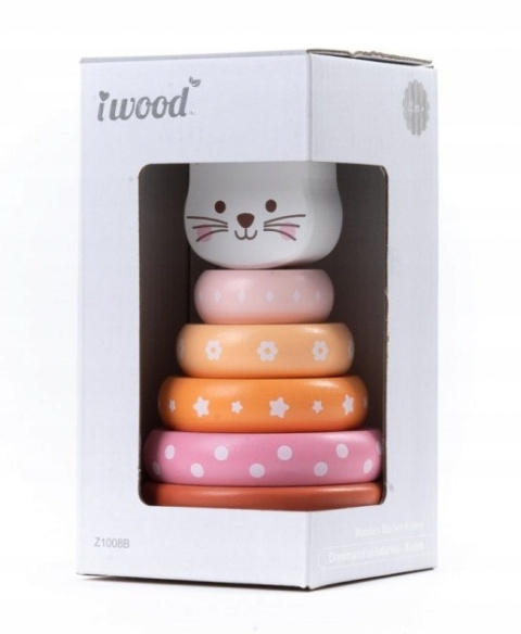 Drewniana Piramidka KOTEK Pastelowy Sorter IWOOD Z1008B Drewniana Piramidka KOTEK Pastelowy Sorter IWOOD Z1008B