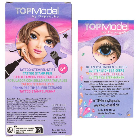 Flamaster do tatuażu TOP MODEL z pieczątką i naklejkami DEPESCHE 12745 Flamaster do tatuażu TOP MODEL z pieczątką i naklejkami DEPESCHE 12745