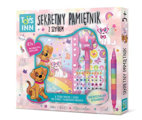 Sekretny Pamiętnik PETS z szyfrem + naklejki  TOYS INN STN7649