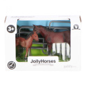 Zestaw JOLLY HORSES Quarter Horse Koń ze źrebakiem i płotem Brązowy PIROX JHPV4