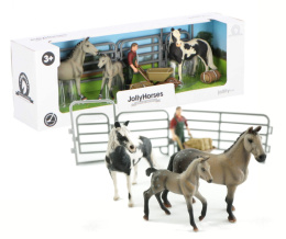 Zestaw JOLLY HORSES Koń Pinto Mare i Koń Grey ze źrebakiem Figurka + akcesoria PIROX JHPPVB1