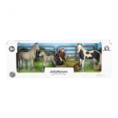 Zestaw JOLLY HORSES Koń Pinto Mare i Koń Grey ze źrebakiem Figurka + akcesoria PIROX JHPPVB1 Zestaw JOLLY HORSES Koń Pinto Mare i Koń Grey ze źrebakiem Figurka + akcesoria PIROX JHPPVB1