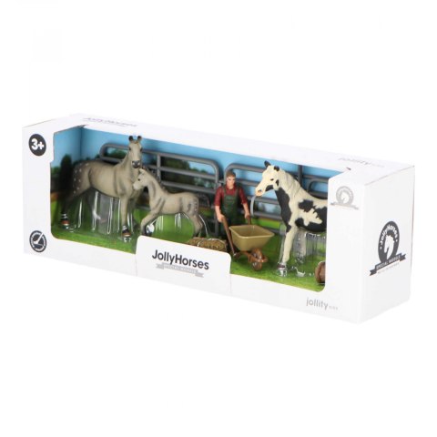 Zestaw JOLLY HORSES Koń Pinto Mare i Koń Grey ze źrebakiem Figurka + akcesoria PIROX JHPPVB1 Zestaw JOLLY HORSES Koń Pinto Mare i Koń Grey ze źrebakiem Figurka + akcesoria PIROX JHPPVB1