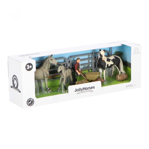 Zestaw JOLLY HORSES Koń Pinto Mare i Koń Grey ze źrebakiem Figurka + akcesoria PIROX JHPPVB1 Zestaw JOLLY HORSES Koń Pinto Mare i Koń Grey ze źrebakiem Figurka + akcesoria PIROX JHPPVB1