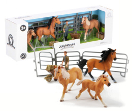 Zestaw JOLLY HORSES Koń Palomino i Koń Bay ze źrebakiem Figurka + akcesoria PIROX JHPPVB2
