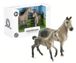 Zestaw JOLLY HORSES Quarter Horse Koń Grey ze źrebakiem i płotem Szary PIROX JHPV6