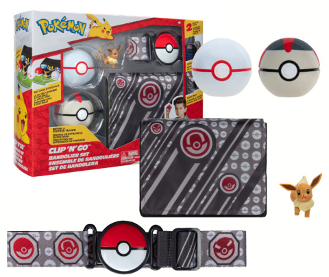 POKEMON Zestaw Clip ‘N’ Go Pokeball i Eevee, Bandolier JAZWARES PKW3157