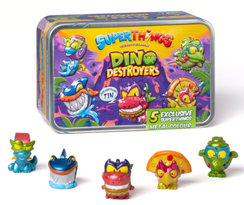 SUPERTHINGS Puszka DINO DESTROYERS DINOZAURY Figurka 5szt. MAGIC BOX PSTSD48TIN61