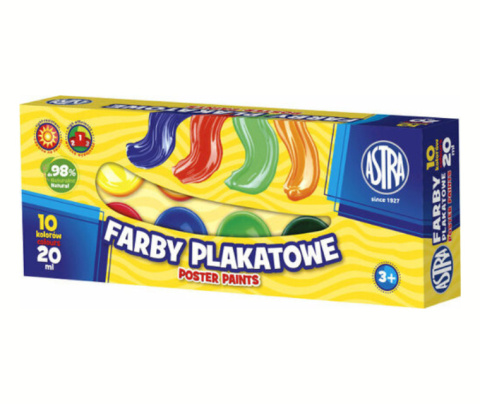 Farby Plakatowe 10 Kolorów 20ml ASTRA 301115004