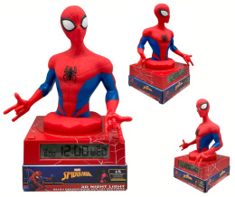 Lampka Nocna 3D SPIDERMAN Budzik Zegar Czas Data KIDS SPD3621