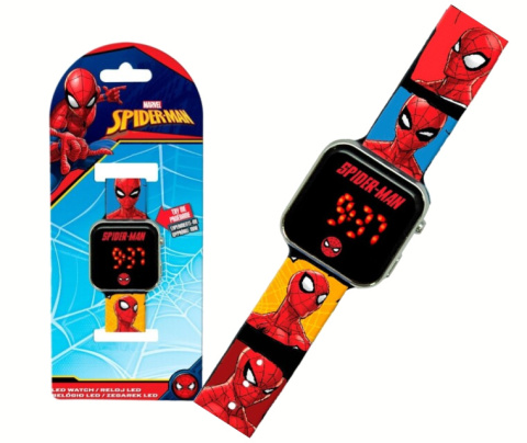 Zegarek cyfrowy LED na rękę SPIDERMAN z kalendarzem dla dzieci KIDS SPD4903